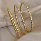 Safiya – Lot 3 Bracelets Dorés Torsadés Acier Inoxydable Waterproof | FancyFez