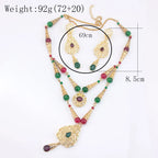 Lalla – Parure Collier Double Rang Perles Marocaines & Boucles Dorées | FancyFez