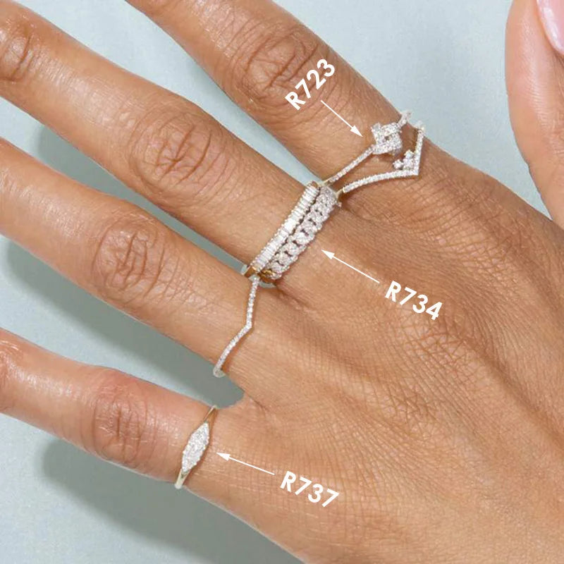 Rania – Bague Fine Minimaliste Zircon Pavé Plaqué Or 14K Empilable | FancyFez