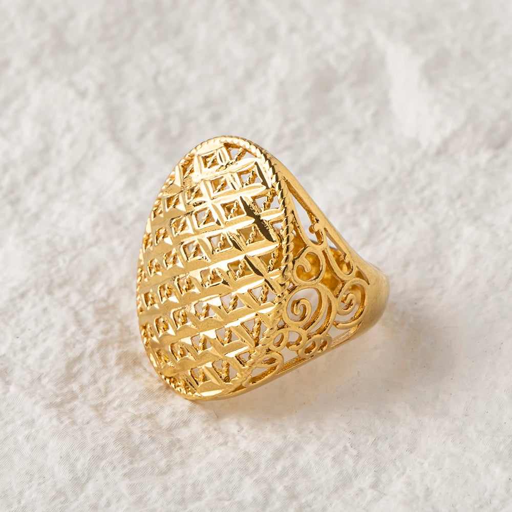 Sultana – Bague Dorée 18K Ciselée Style Ottoman Zircon | FancyFez