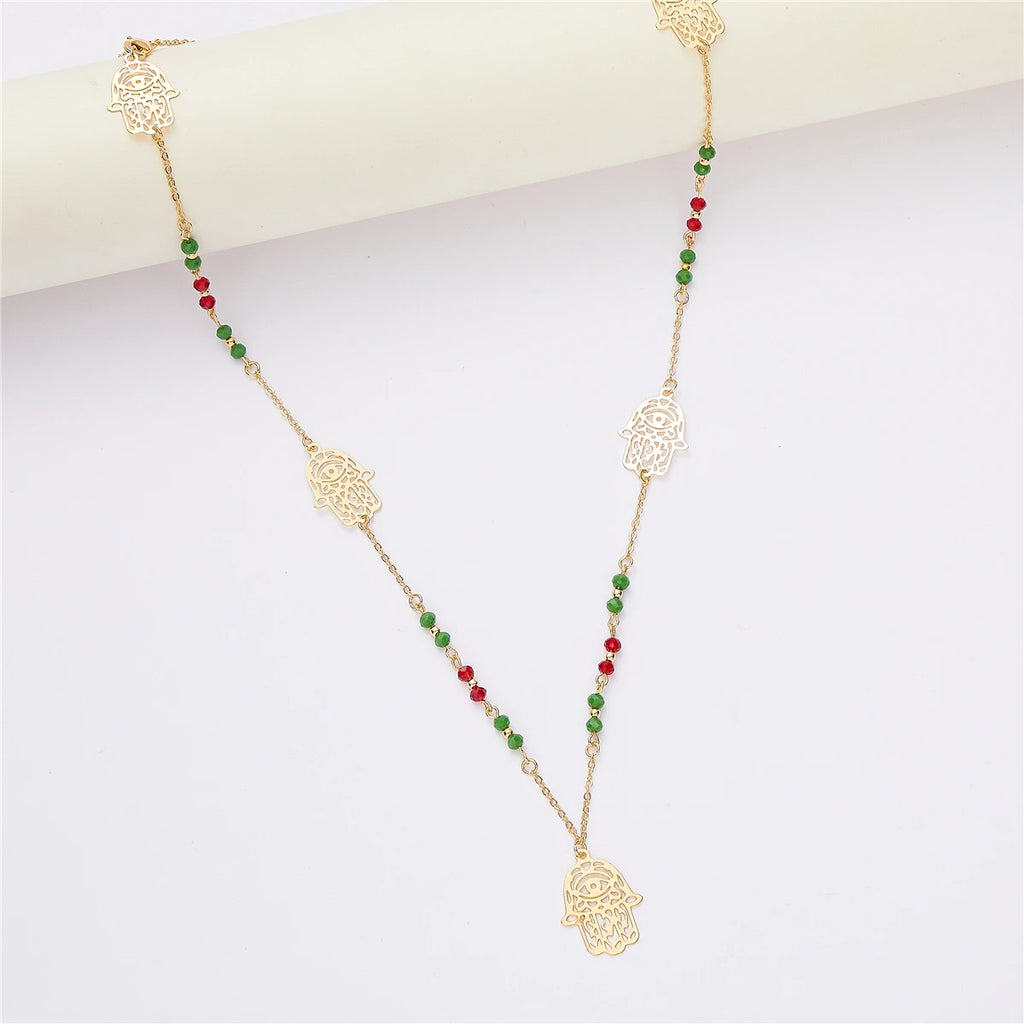 Princesse du Caftan – Parure Dorée Pierre Verte Collier Boucles Bracelet | FancyFez