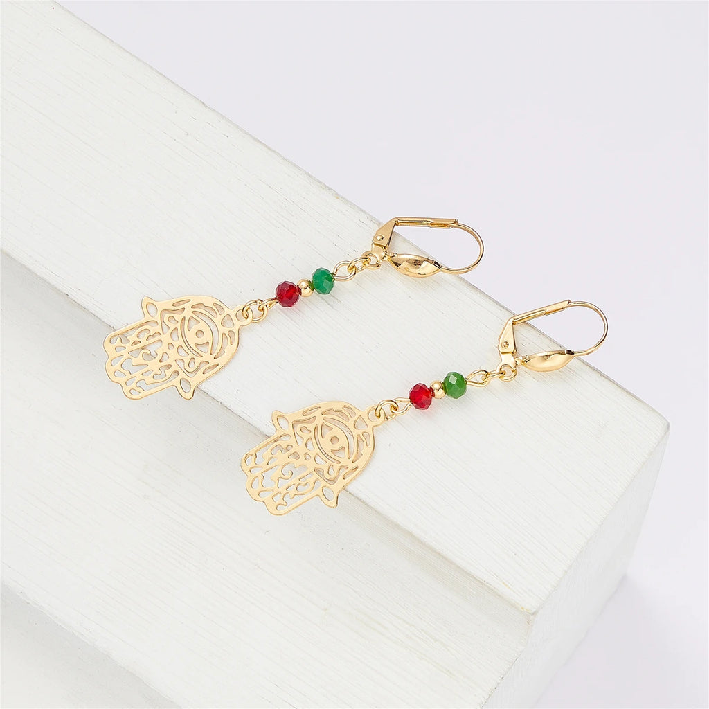 Princesse du Caftan – Parure Dorée Pierre Verte Collier Boucles Bracelet | FancyFez