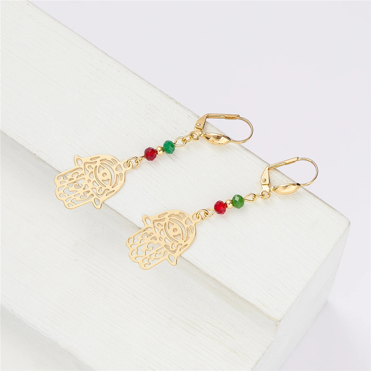Princesse du Caftan – Parure Dorée Pierre Verte Collier Boucles Bracelet | FancyFez