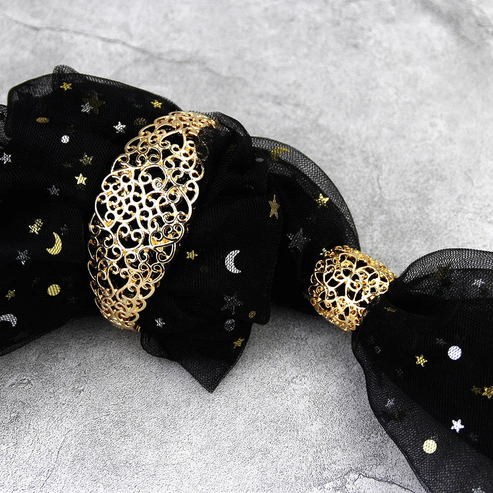 Kenza – Bracelet Manchette & Bague Dorée Ajourée Style Marocain | FancyFez
