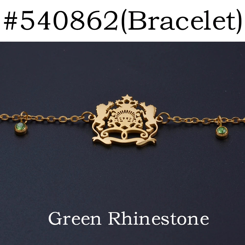 Warda – Bracelet Chaîne Dorée Charm Fleur Marocaine & Strass | FancyFez