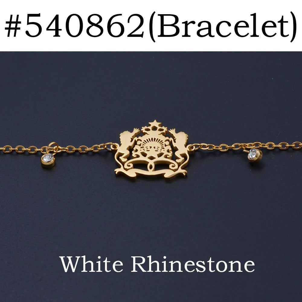 Warda – Bracelet Chaîne Dorée Charm Fleur Marocaine & Strass | FancyFez