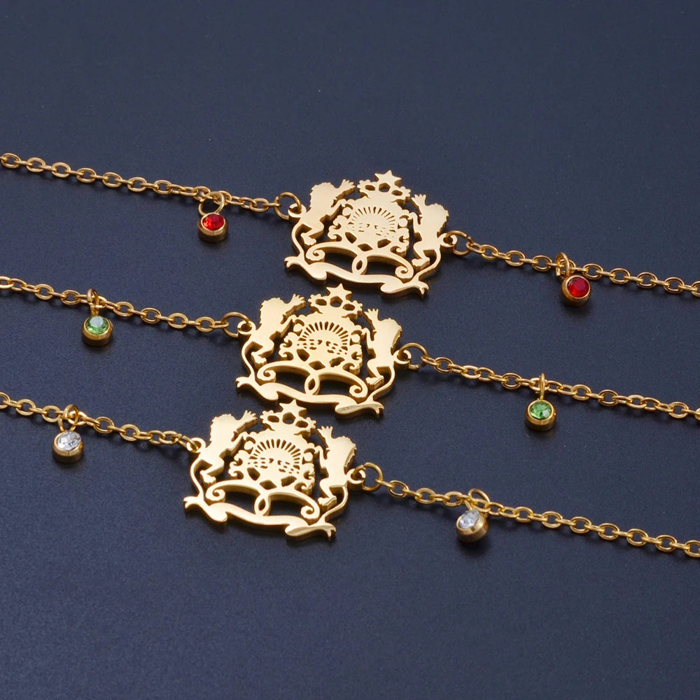 Warda – Bracelet Chaîne Dorée Charm Fleur Marocaine & Strass | FancyFez