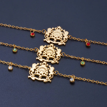 Warda – Bracelet Chaîne Dorée Charm Fleur Marocaine & Strass | FancyFez