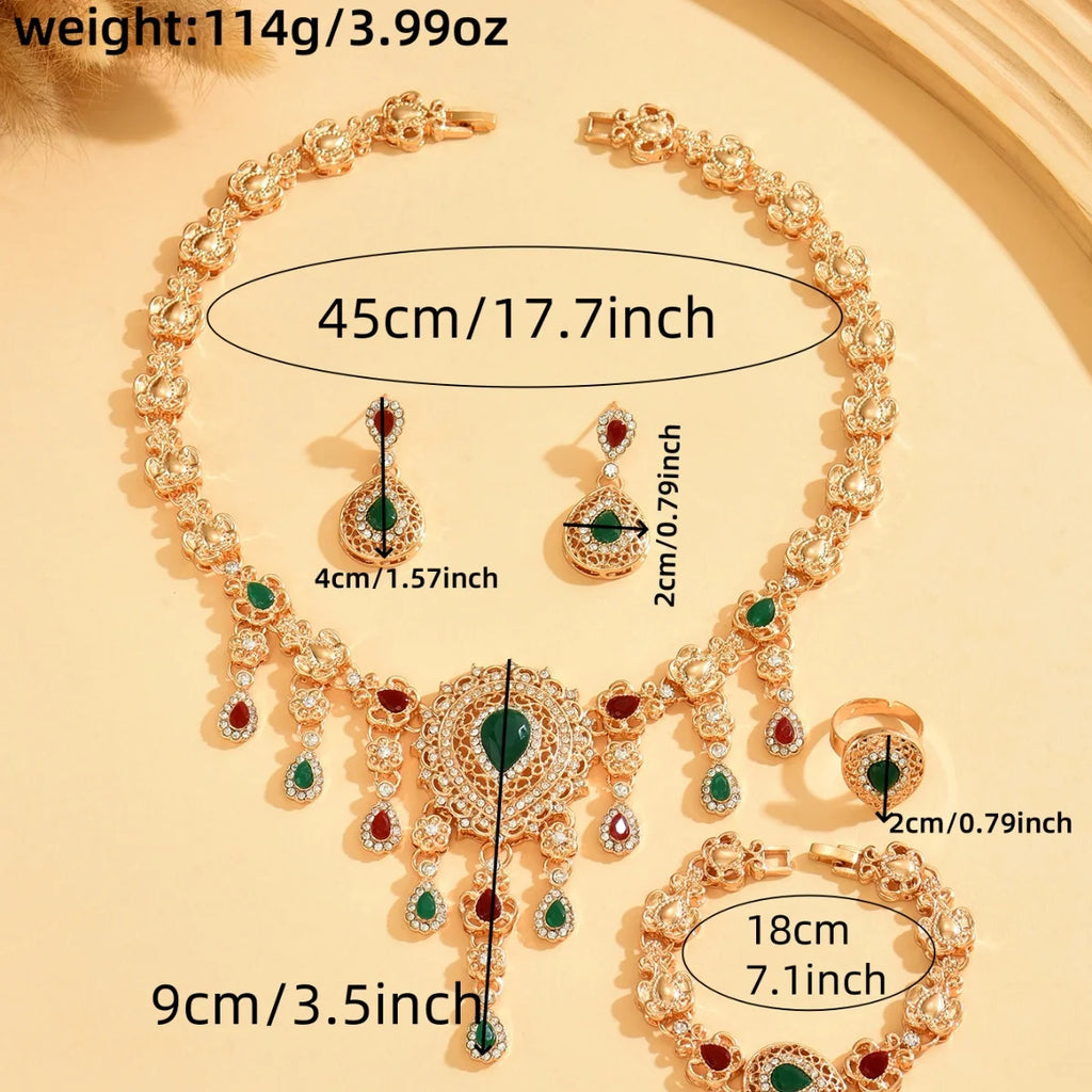 Sultana Royale – Parure Mariage 4 Pièces Pierres Rouges & Vertes | FancyFez