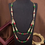 Bahja – Collier Long Double Rang Perles Colorées Style Caftan Marocain | FancyFez