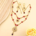 Lalla – Parure Collier Double Rang Perles Marocaines & Boucles Dorées | FancyFez