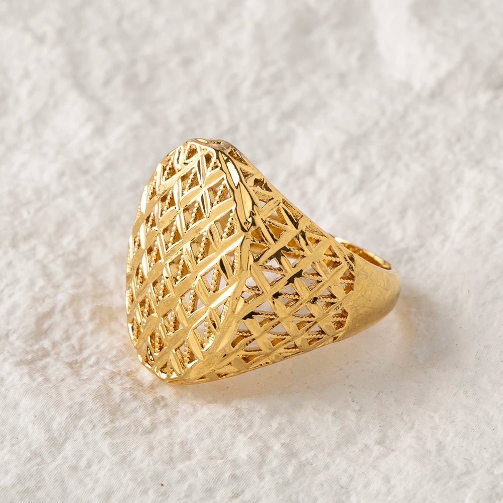 Sultana – Bague Dorée 18K Ciselée Style Ottoman Zircon | FancyFez