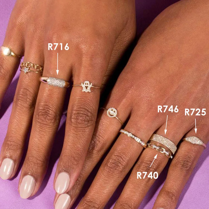 Rania – Bague Fine Minimaliste Zircon Pavé Plaqué Or 14K Empilable | FancyFez